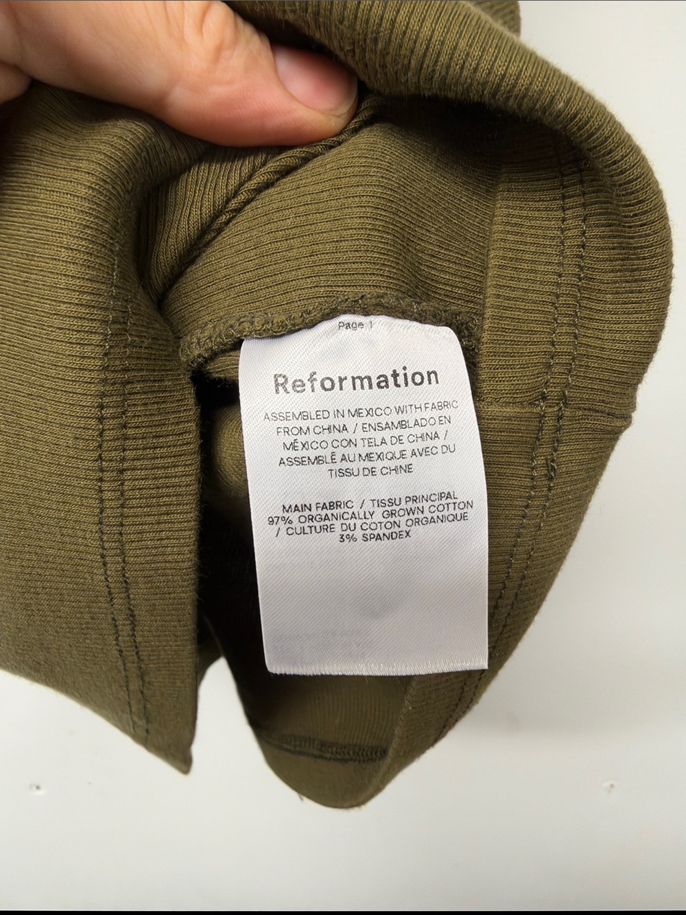 Reformation Olive Ribbed Racerback Tank - Picture 3 of 4